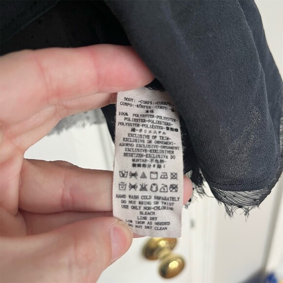 Free People Blouse Womens XS Black Sheer Swiss Dot Long Sleeve Peplum Boho - Picture 4 of 7